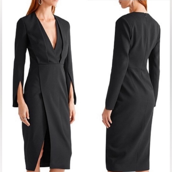 Protagonist Midi Dress V Neck Black Size 2 NWT - Picture 3 of 11